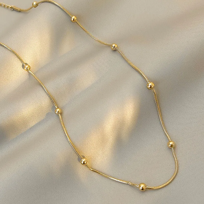 Wholesale Real Gold Plated Solid Color 304 Stainless Steel Fashion Waterproof Non Tarnish Necklace