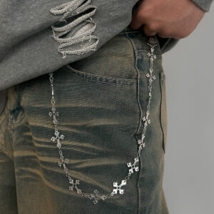 Wholesale Metal Chain Jeans Pants Chain Men's Hip-Hop Niche High-Ll Men's Cross Waist Chain Aessories