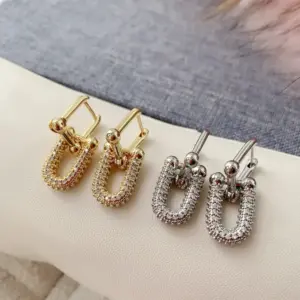 Wholesale 1 Pair Retro Luxurious Simple Style Double Ring Plating Inlay Copper Zircon 18k Gold Plated Drop Earrings
