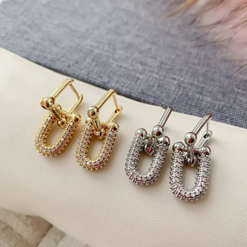 Wholesale 1 Pair Retro Luxurious Simple Style Double Ring Plating Inlay Copper Zircon 18k Gold Plated Drop Earrings