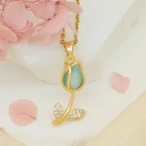 Light Blue Opal Necklace / Gold