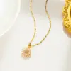 Wholesale PVD Coated Real Gold Plated Flower Stainless Steel Sweet Waterproof Non Tarnish Pendant Necklace
