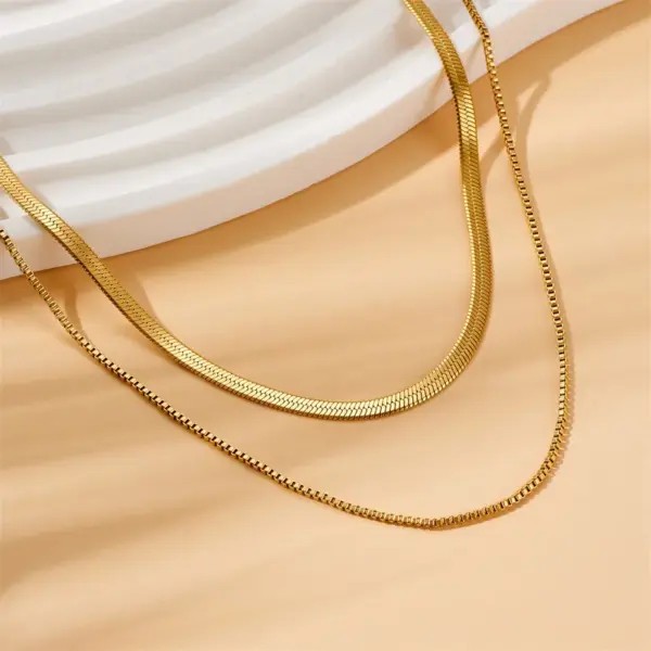 Wholesale Double-Layer Choker Titanium Steel Necklace Three-Layer Blade Chain Snake Bones Chain Stainless Steel Jewelry Summer Non-Fading Female