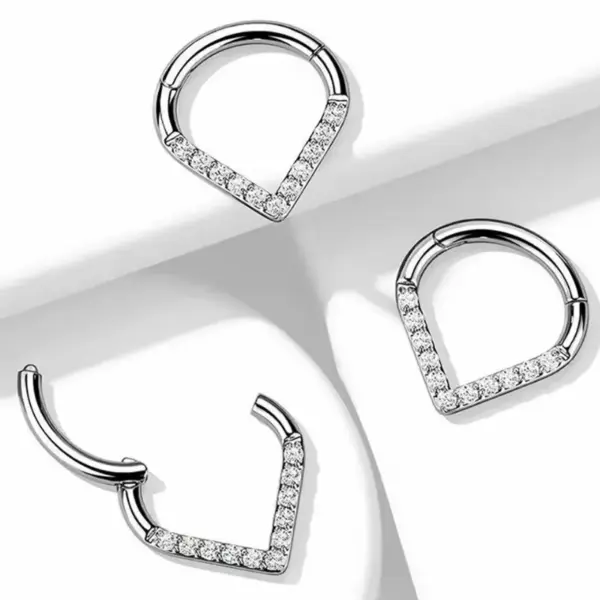 Wholesale 1 Piece Nose Rings & Studs Elegant Simple Style Water Droplets Pure Titanium Alloy Zircon Vacuum Plating 14K Gold Plated White Ear Cartilage