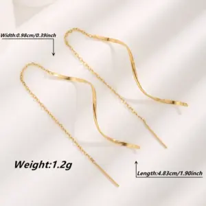 Wholesale Vacuum Plating Real Gold Plated 18K Gold Tassel 304 Stainless Steel Cute Sweet Waterproof Non Tarnish Ear Line