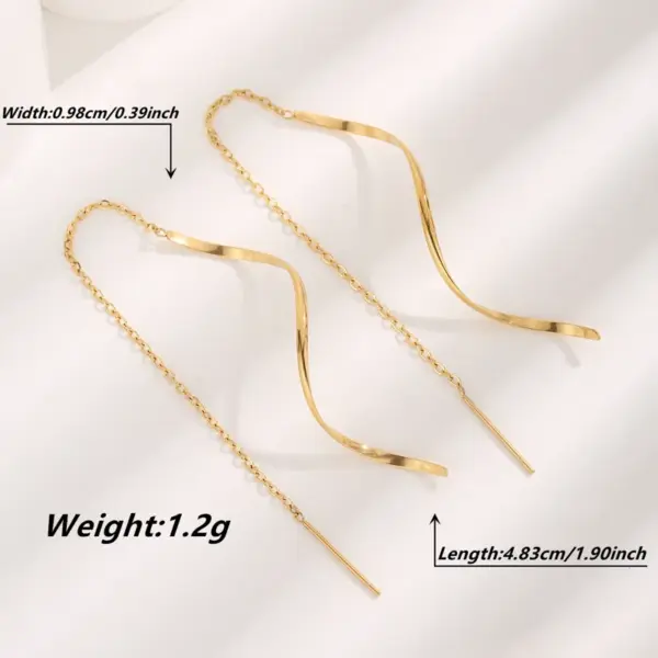 Wholesale Vacuum Plating Real Gold Plated 18K Gold Tassel 304 Stainless Steel Cute Sweet Waterproof Non Tarnish Ear Line