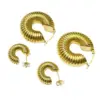 1 Pair IG Style Spiral Stripe Plating 304 Stainless Steel 18K Gold Plated Earrings Ear Studs