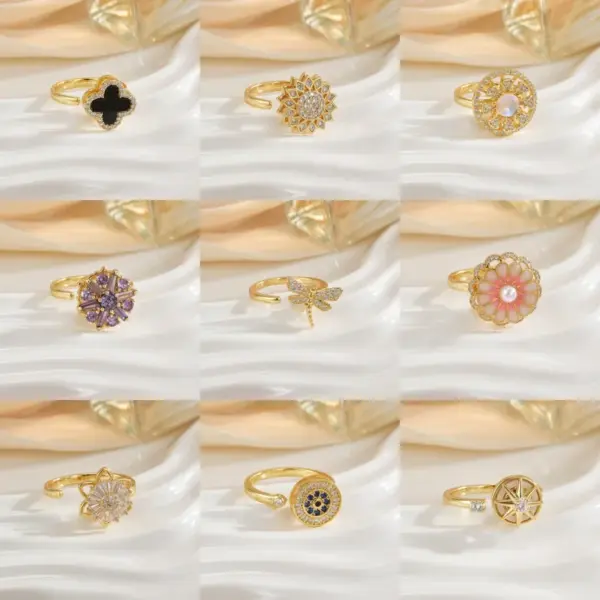 Wholesale Jewelry Simple Style Classic Style Flower Copper Plating Open Rings