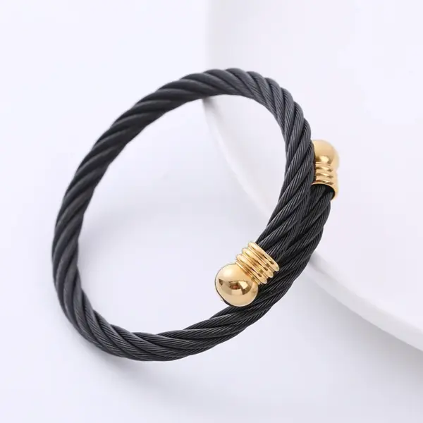 PVD Coated 18K Gold Plated Bulb 304 Stainless Steel Retro Waterproof Non Tarnish 304 Stainless Steel Bangle
