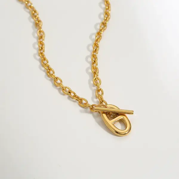 Wholesale Ion Plating (IP) Pig Nose 304 Stainless Steel Basic Waterproof Non Tarnish 304 Stainless Steel Pendant Necklace