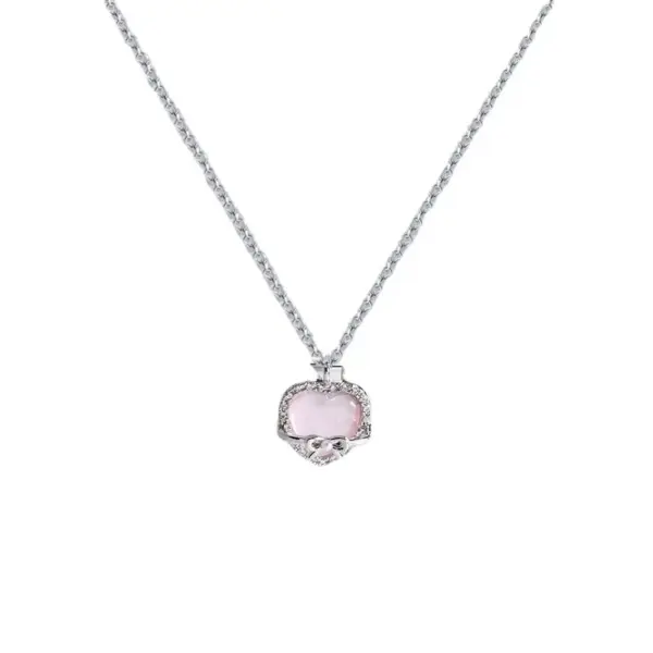 Wholesale Modern Style Geometric Heart Shape Bow Knot Titanium Steel Plating Inlay Zircon Pendant Necklace