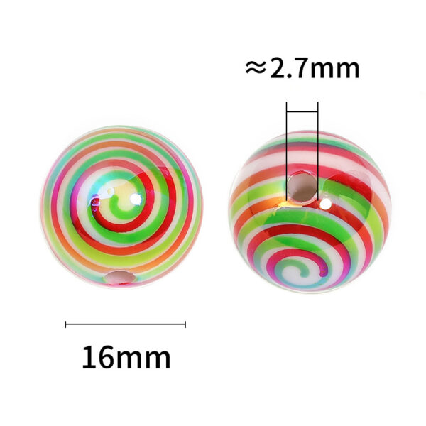 Wholesale Christmas Acrylic Round Candy Striped Spiral Printed Beads