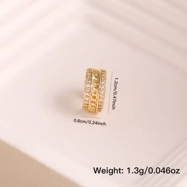 Copper Geometric Water Plating Zircon 18K Gold Plated IG Style Elegant Gold Ear Cuffs