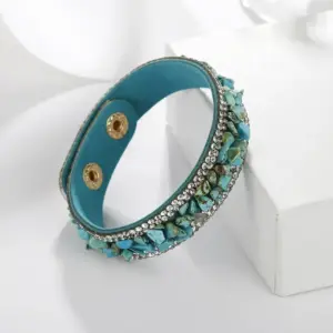 Blue Stone Double Row Diamond