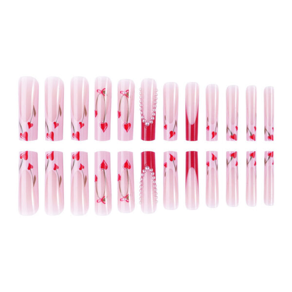 Wholesale Cross-Border European and American Water Pipe Manicure Nails Cross-Border Hot Selling Love Pearl Wearable Nails French Fake Nails