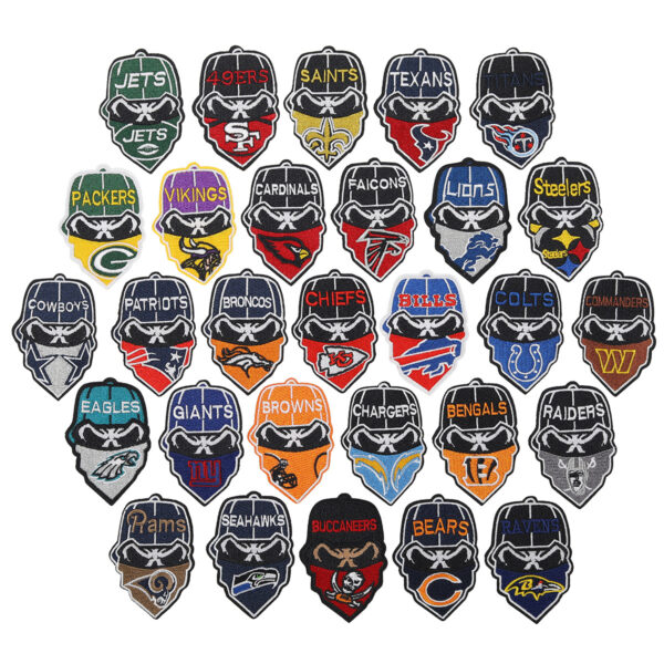 Wholesale Sports Embroidered Fabric Patch American Football Mask Embroidered Patch
