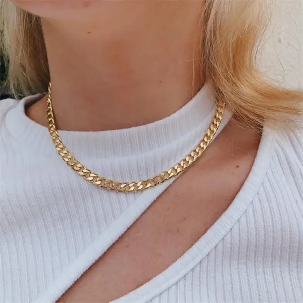 oly-7d150bcab076d9392c6c3d6d71923edf Wholesale PVD Coated 14K Gold Real Gold Plated U Shape Stainless Steel Fashion Waterproof Non Tarnish 304 Stainless Steel Necklace