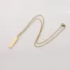 304 Stainless Steel Customization Laser Engraving Rectangle PVD Coated 18K Real Gold Plated Simple Style Waterproof Non Tarnish Polishing Plating Cable Chain Pendant Necklace