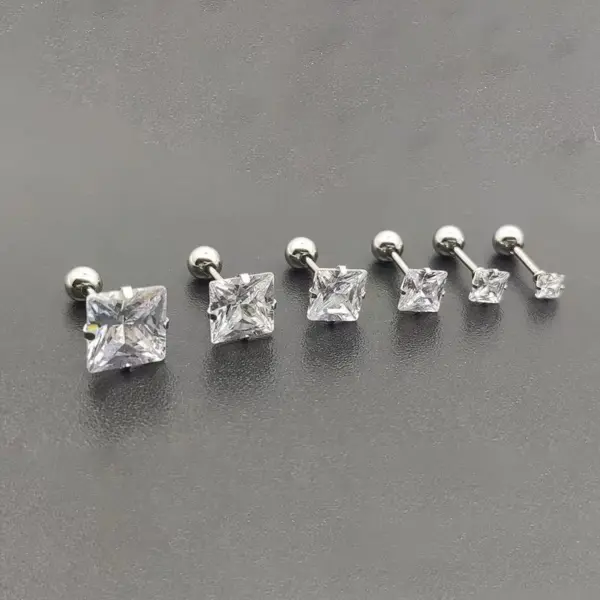 1 Piece Simple Style Geometric Plating 304 Stainless Steel Zircon Ear Studs