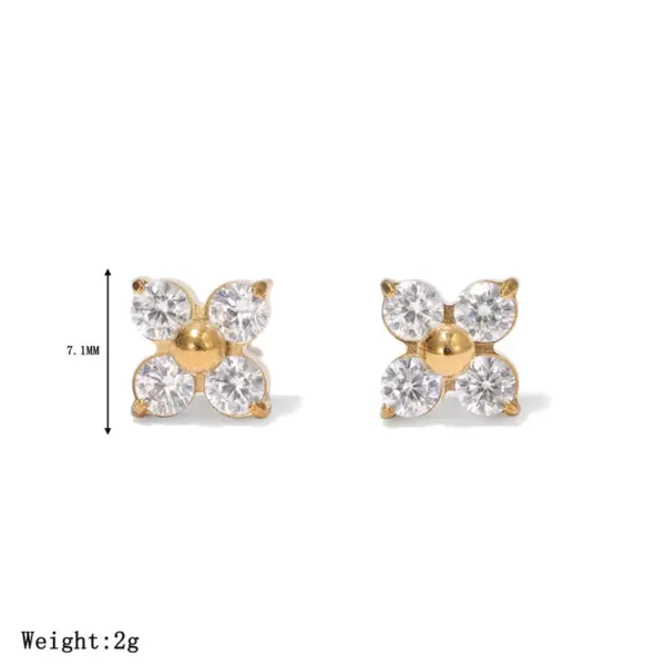 Wholesale Sparkling Zircon Ear Bone Stud Earrings Piercing Jewelry 304 Stainless Steel 18K Gold Plated INS Style Elegant