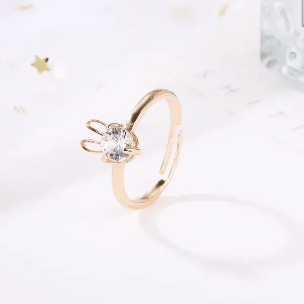 Wholesale New Cute Rabbit Copper Inlaid Zircon Ring Opening Adjustable Ring