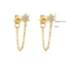 Wholesale Fashion Flower Copper Ear Studs Flowers Artificial Gemstones Copper Earrings
