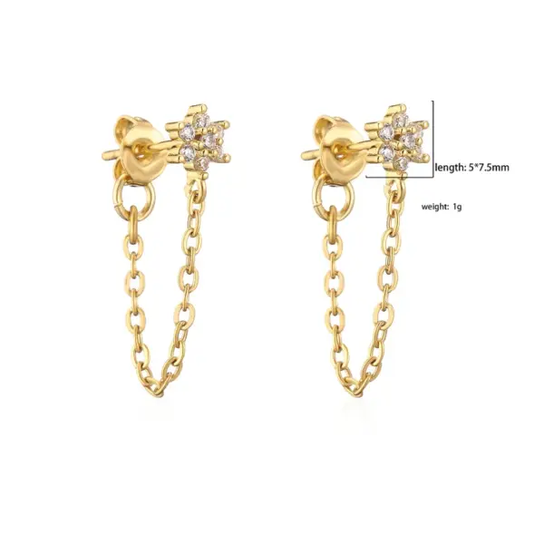 Wholesale Fashion Flower Copper Ear Studs Flowers Artificial Gemstones Copper Earrings