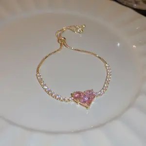 15# Bracelet--Pink Love Heart