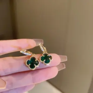 39# Ear Clip-Green Emerald Zircon