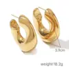 PVD Coated 18K Gold Plated Real Gold Plated C Shape 304 Stainless Steel IG Style Simple Style Waterproof Non Tarnish Ear Studs