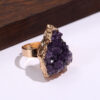 oly-7d2c4f734f8100e1b1606cf6c589ab6a Wholesale Selling Natural Amethyst Cluster Electroplated Gold Open Ring Crystal Tooth Geode Rough Jewelry