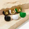 Wholesale PVD Coated Real Gold Plated 16K Gold White Gold Plated Gold Plating Color Block 304 Stainless Steel Simple Style Waterproof Non Tarnish Ear Studs