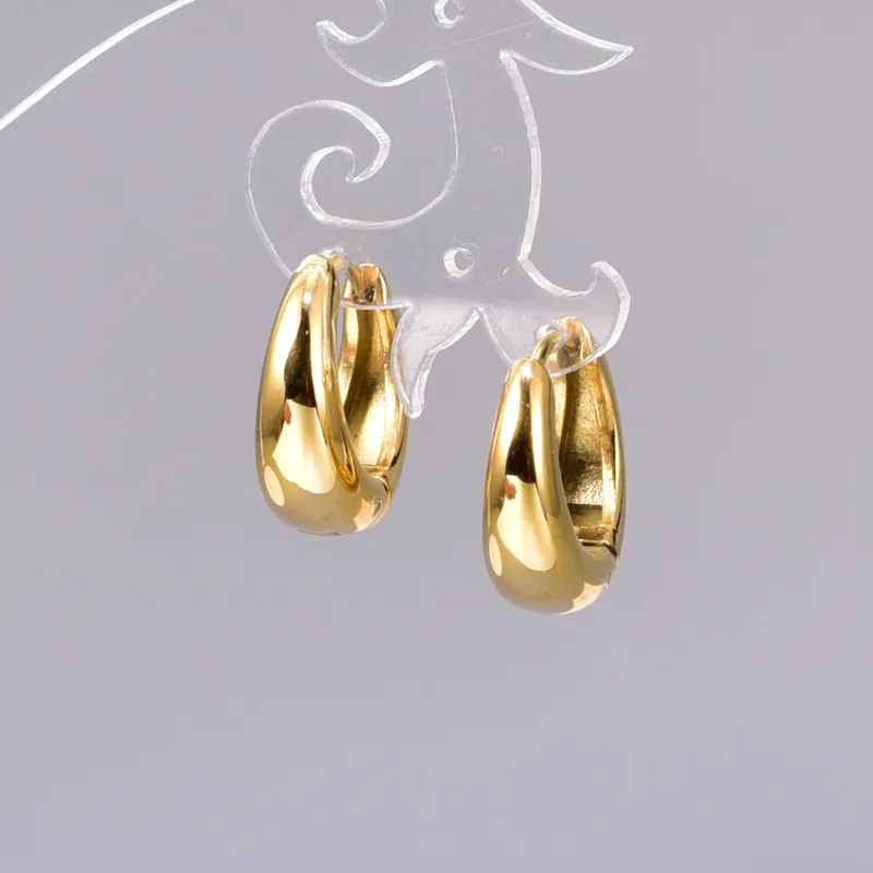 Wholesale 304 Stainless Steel Solid Color PVD Coated 18K Real Gold Plated 18K Gold Vacation Classic Style Waterproof Non Tarnish Plating Gold Silver E