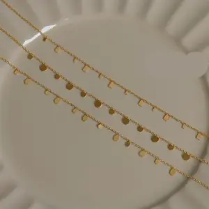 Wholesale PVD Coated Real Gold Plated 18K Round Square Water Droplets 304 Stainless Steel Simple Style Waterproof Non Tarnish Necklace