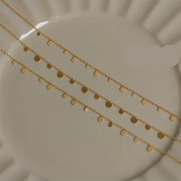 Wholesale PVD Coated Real Gold Plated 18K Round Square Water Droplets 304 Stainless Steel Simple Style Waterproof Non Tarnish Necklace