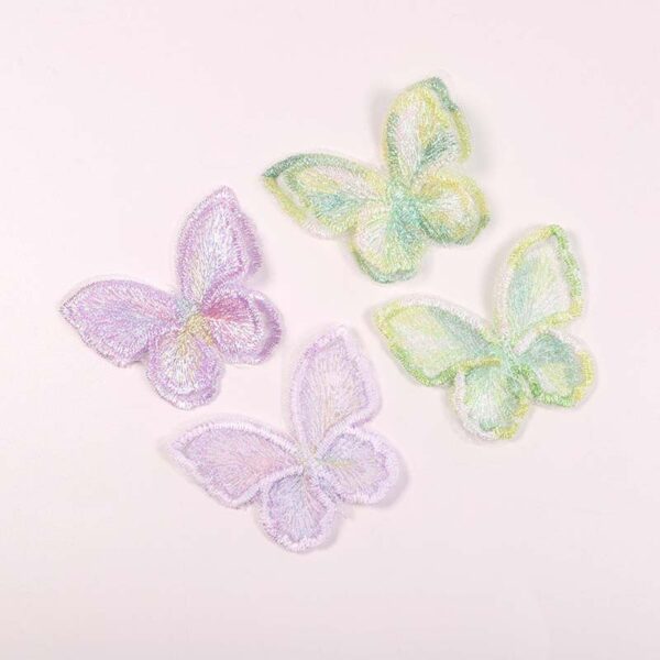Wholesale Factory direct explosive clothing accessories embroidery patch color double magic color organza embroidery butterfly cloth stickers