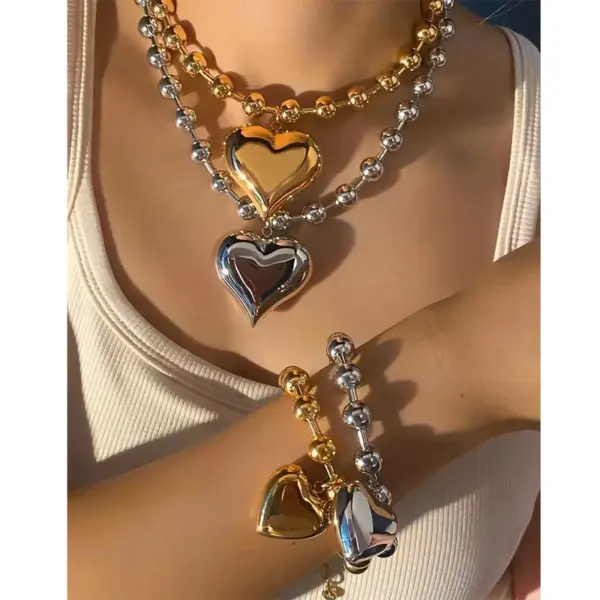 PVD Coated Real Gold Plated 16K White Plating Pentagram Round Heart Shape 304 Stainless Steel Nordic Style Vacation Modern Waterproof Non Tarnish Bracelets Necklace