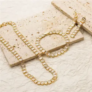 Wholesale Fashion Geometric Copper Zircon Bracelets Earrings Necklace In Bulk