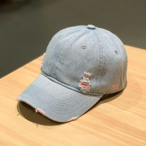 1999 hole Denim baseball cap-pink / Adjustable
