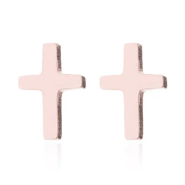 PVD Coated 18K Gold Real Gold Plated Cross 304 Stainless Steel Retro Waterproof Non Tarnish Ear Studs