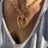 oly-7d58acdb606af16d36e12eff84852ab6 Wholesale 18K Real Gold Plated 304 Stainless Steel PVD Coated Heart Shape Simple Style Jewelry Set For Women