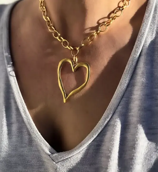 oly-7d58acdb606af16d36e12eff84852ab6 Wholesale 18K Real Gold Plated 304 Stainless Steel PVD Coated Heart Shape Simple Style Jewelry Set For Women
