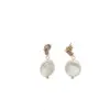 Wholesale Retro Round Flower Pearl Copper Patchwork Zircon Drop Earrings 1 Pair