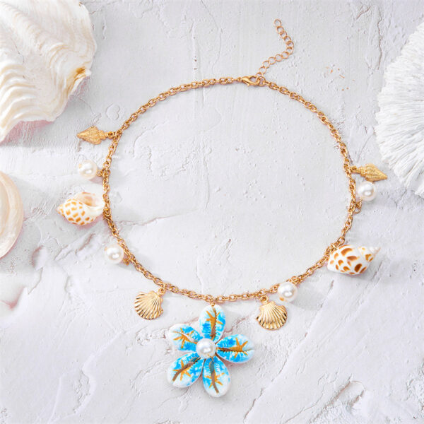 oly-7d61689f0bed4d8fdf91f20850d6d7af Wholesale European and American Fashion All-match Summer Hand-woven Shell Flower Necklace Popular Ladies Necklace Beach Casual Accessories