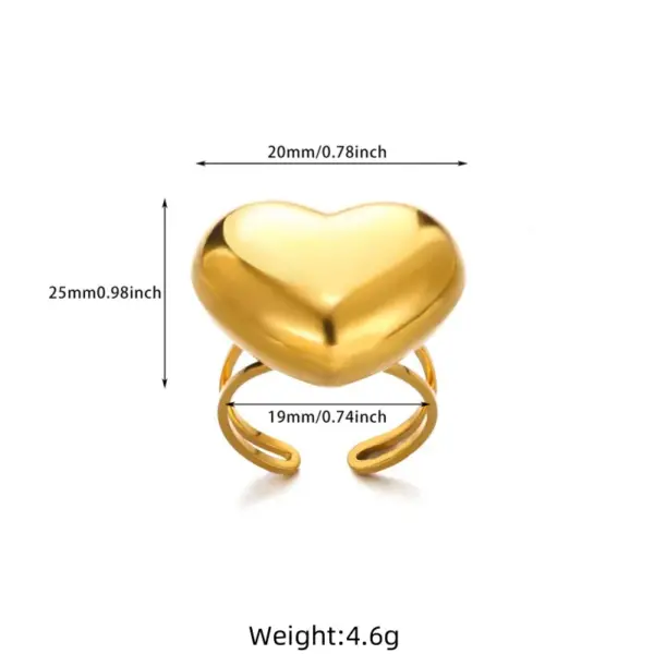 Wholesale PVD Coated Real Gold Plated Round Star Heart Shape 304 Stainless Steel Simple Style Classic Style Waterproof Non Tarnish Open Rings