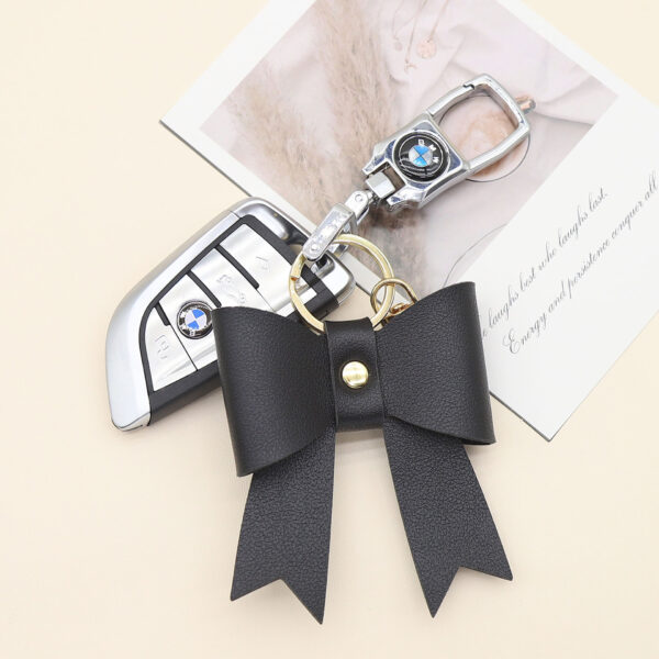 Wholesale New simple PU leather bow shape key chain bag pendant accessories