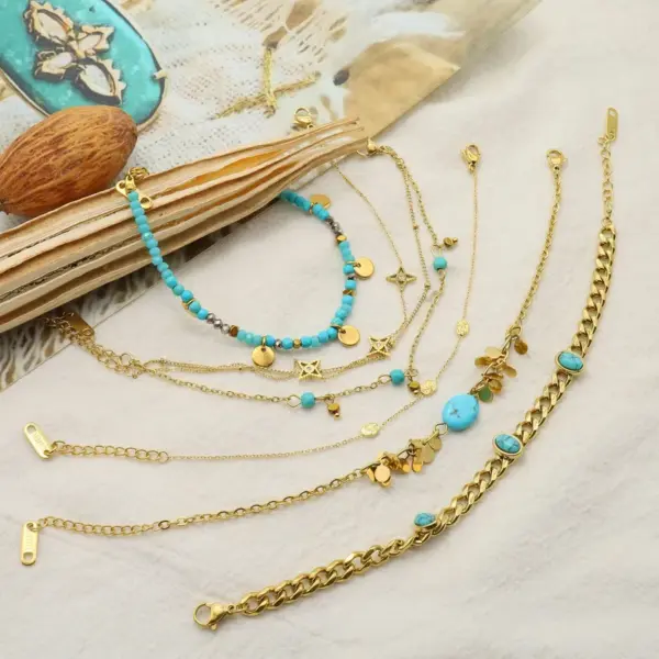 Wholesale PVD Coated Real Gold Plated Round 304 Stainless Steel Fashion Waterproof Non Tarnish 304 Stainless Steel Bracelets