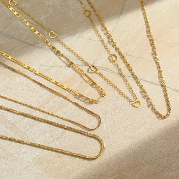 Wholesale Jewelry Casual Simple Style Solid Color 202 Stainless Steel PVD Coated Plating Cable Chain Figaro Chain Necklace