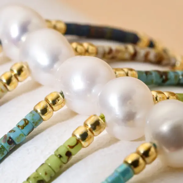 Wholesale Solid Color Natural Stone Pearl Bracelets In Bulk