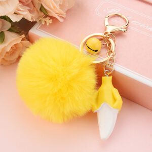Banana fur ball keychain